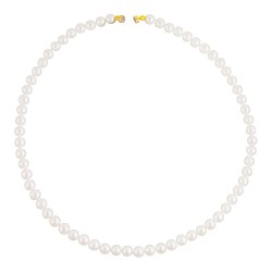 Κολιέ με Κ14 χρυσό μαγνητικό κούμπωμα και λευκά μαργαριτάρια - F126588